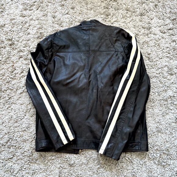 Vintage Faux Leather Motorcycle Jacket | Black Bomber Jacket | Vegan Leather - Picture 15 of 16